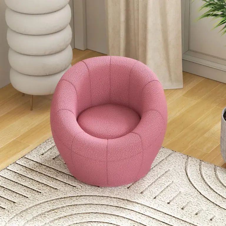 Barnfåtölj i Mjuk Teddyfleece, Rosa Barnstol