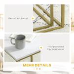 Soffbordsset Sidobord Set om 2 Vit av Stål och Trälook för Vardagsrum och Sovrum Modern Design Robusta Vardagsbord