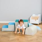 Mjuka Byggklossar i Skum 4-Pack, Lekfulla Klossar för Barn, Lättrengjorda Byggleksaker för De Minsta, Ljusgrå/Blågrön, 1-3 år