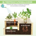 Upphöjd Bädd Odlingslåda Natur av Granträ för Trädgård och Balkong 3-Vånings Växtbädd för Blommor och Örter Stabil Konstruktion Planteringslåda