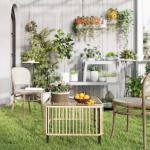 Sidobord Balkongbord med Glasskiva Natur av Polyrattan ve Glas för Uteplats ve Trädgård Väderbeständigt Soffbord 65 x 65 cm