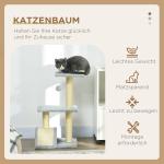 Kattträd 72 cm med Plyschbollar, Sisalstolpar, Plattform och Skrapbräda, Ljusgrå