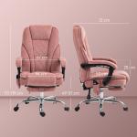 Ergonomisk Kontorsstol med Massagefunktion, Fotstöd, Vridbar och Rullbar, Rosa