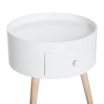 Soffbord Sidobord Vit av Trä för Vardagsrum och Sovrum Runt Bord med Låda Lastkapacitet upp till 50 kg 38 x 38 x 45 cm