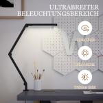 Skrivbordslampa med Klämfäste Svart Metall och Plast för Kontor LED Arbetslampa med Justerbar Arm och Ljusstyrka Ögonvänlig Belysning Modern Design