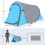 Lätt Pop-Up Tält för 1-2 Personer, Smidigt Campingtält för 3 Säsonger, Enkel Montering för Vandring och Festival, Blå/Grå, 220 x 108 x 110 cm