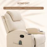 Elektrisk Massagestol med Liggfunktion, Bekväm Relaxfåtölj med 5 Massagelägen, Stilren TV-Stol i Konstläder, Krämvit, 84 x 92 x 109 cm