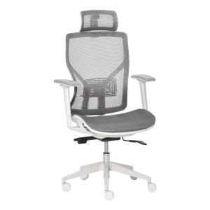 Kontorsstol, Skrivbordsstol, Snurrstol, Spelstol med Nackstöd, Svankkudde, 3D-armstöd, 3 Nivåer, 360° Svängbara Hjul, Höjdjusterbar, Ergonomisk, Meshtyg, Skum, Grå, 67 x 65 x 120–128 cm