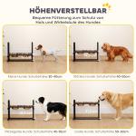 Matbar Hund Justerbar Ergonomisk Brun Trä och Rostfritt Stål för Stora Hundar Upphöjda Matskålar med 3 Vinklar och 2 Skålar 1,2 Liter Robust