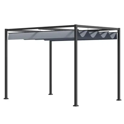 Pergola Trädgårdspaviljong med Tak Mörkgrå av Stål 4 x 3 m