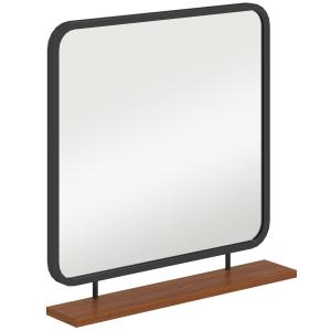 Väggspegel Hallspegel med Hylla Svart av Trä och Glas för Sovrum och Badrum Rektangulär Dekorativ Spegel 55 x 55,5 cm