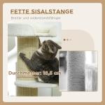 Kattträd 91 cm med Kattsäng och Plattform, Lammull, Kräm