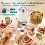 Frukostset Vattenkokare och Brödrost Retro Gräddvit Rostfritt Stål för Kök Snabbkokning och 7 Rostningslägen 1,7 Liter 2200W