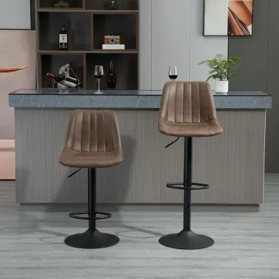 Barstolar Köksstolar Set om 2 Brun 43 x 46,5 x 89-110 cm