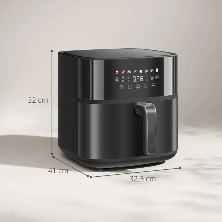 Hot Air Fryer 8 l med 8 Program och LED-Skärm Svart
