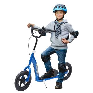 Barnsparkcykel med Bakbroms, Kickboard, Höjdjusterbar, Stål, EVA, Blå, 120 x 52 x 80–88 cm