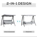 Hammock med Liggfunktion 3-Sits, Bekväm Trädgårdsgunga i Metall med Tak, Robust Hängsoffa för Avkoppling, Vit, 209 x 114 x 170 cm
