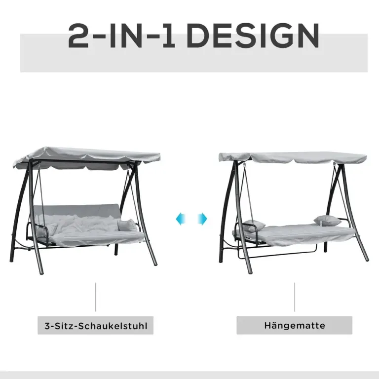 Hammock med Liggfunktion 3-Sits 209 x 114 x 170 cm