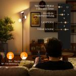 Golvlampa Dimbar Svart Metall för Vardagsrum 3 Roterbara Huvuden RGB Fjärrkontroll Touch Modern Design