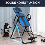 Hopfällbar Inversionsbänk, Ergonomisk Ryggbänk med Justerbart Stöd, Effektiv Ryggsträckare för Hemmafitness, Svart/Blå, 132 x 71 x 145 cm