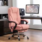 Ergonomisk Kontorsstol med Massagefunktion, Fotstöd, Vridbar och Rullbar, Rosa