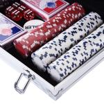 Pokerset Prisvärd Silver Aluminium för Spelkväll med 300 Marker och Tillbehör i Låsbart Fodral för Texas Holdem och Blackjack