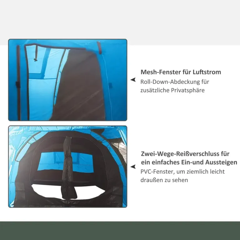 Tunneltält Campingtält Blå av Polyester för Utomhusäventyr