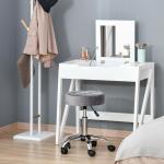 Ergonomisk Rullpall med Ryggstöd, Justerbar Snurrpall för Arbete och Skönhetsvård, Bekväm Sits i Sammet för Frisör och Klinik, Grå, 35 x 35 x 49-61 cm