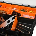 Verktygsförvaringslåda, 4-pack, Multifunktionell Sorteringslåda för Smådelar, Plast, Orange + Svart, 28,7 x 22,5 x 5,5 cm