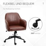 Kontorsstol i Konstläder, Bekväm Skrivbordsstol med Vippfunktion, Justerbar Arbetsstol för Kontor, Brun, 93-101 cm