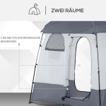 Dusch- och Toalettält för 2 Personer, Rymligt Omklädningsrum för Camping, Smidigt Insynsskydd med Fönster, Grå