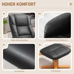 Liggstol med Fotpall och Liggfunktion, upp till 150 kg, Konstläder, Svart, 71 x 84 x 102 cm