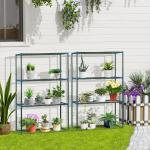Blomhylla i Metall 2-Pack, Dekorativ Växtställning med 4 Våningar, Platsbesparande Blomställ för Balkong, Grön, 70 x 27 x 110 cm