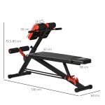 Justerbar Träningsbänk för Hemmagym Mångsidig Lutningsbänk för Hantelpress och Sit-Ups Robust Stål Svart 64 X 146 X 73,5-85 Cm