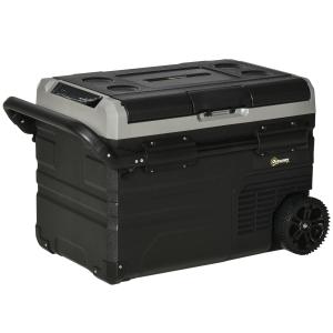 Elektrisk Kylbox med Hjul 40L, Portabel Kyl och Frys för Bil och Båt, Effektiv Kylning med Kompressor, Grå/Svart, 12/24V