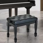 Höjdjusterbar Pianopall med Konstläderkudde, Keyboardpall för Klaviatur, 64 x 35 x 45–55 cm, Svart