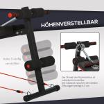 Sit Up Bench Buktränare Justerbar och Hopfällbar Multifunktionell Träningsbänk med Träningslinor upp till 110 Kg Stål Svart Röd