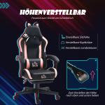 Gamingstol med Kattöron och Utdragbart Fotstöd samt Lutningsbart Ryggstöd för Spel Ergonomisk Rosa och Svart Tyg 120 kg