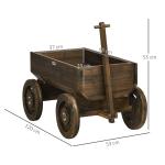 Odlingsvagn i Trä, Dekorativ Planteringslåda på Hjul, Unik Design för Trädgård och Terrass, Förkolnad, 120 x 53 x 55 cm