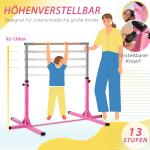 Gymnastikstång, 13-nivås Höjdjusterbar Horisontell Stång, Trä och Robust Stålkonstruktion, Lastkapacitet upp till 75 kg, för Barn 3+, Inomhus och Utomhus, Rosa