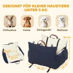 Bilstol Hund Blå Oxfordtyg och Fleece för Små Hundar Säkerhetsstol med Koppel och Tvättbart Överdrag Resa Säkert och Bekvämt i Bil