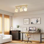 Taklampa Spotlight 3 Lampor Naturfärgad Trä och Metall för Vardagsrum Justerbara Huvuden 90 grader E27 Sockel Modern Design 40W