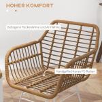 Köksstolar 2-pack i Bohostil med PE-rotting för Matsal och Kök Ergonomisk och Hållbar Natur och Vit Rotting och Metall 56 x 60 x 79 cm