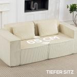 Soffa 3 sits Beige Manchester och Trä för Vardagsrum Bekväm Soffa med Breda Armstöd och 2 Kuddar Modern Design Mjuk Stoppning