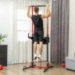Power Tower Kraftstation Svart av Stål för Hemmaträning Höjdjusterbar Multifunktionell Styrketräning 127-223 cm