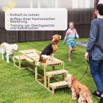 Dog Agility Set Hundträning med Bro och Trappor Natur av Granträ för Stora Hundar Agilityutrustning upp till 40 kg