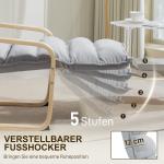 Birchwood Lounge Chair, Stoppad Fåtölj med Justerbart Fotstöd, Modern Design, Ljusgrå