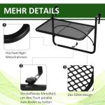 Hängbord för Balkongräcke Fyrkantigt Balkongbord Metall Höj- och Sänkbart Klaffbord för Små Utrymmen Svart 60 X 56,5 X 45 Cm