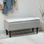 Förvaringsbänk, Sammetslook, Grå, 95 x 38 x 45 cm