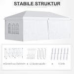 Gazebo Trädgårdspaviljong Vit av Stål och Oxford Tyg för Trädgård Hopfällbar med UV-skydd Sidoväggar och Fönster 5,85 x 2,95 m